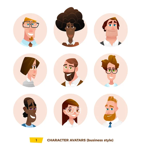 Rajzfilm stílusú karakterek avatarok — Stock Vector