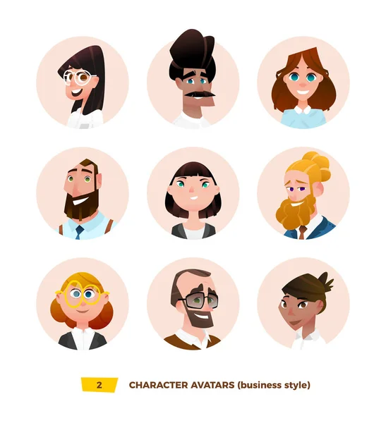 Avatars personnages dans le style de dessin animé — Image vectorielle