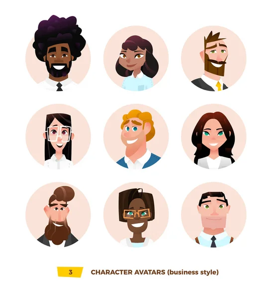 Personagens avatares em estilo cartoon — Vetor de Stock