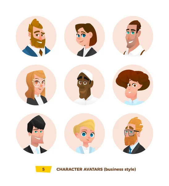 Personagens avatares em estilo cartoon — Vetor de Stock