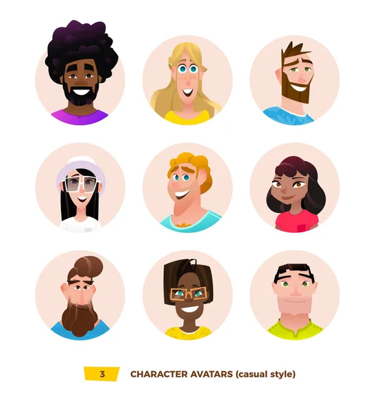 Characters avatars in cartoon style — Stock Vector
