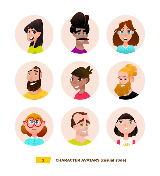 Characters avatars in cartoon style Stock Illustration