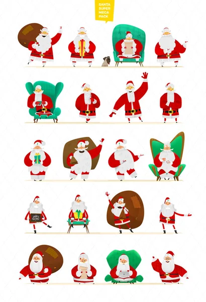 Santa Claus personajes conjunto — Vector de stock