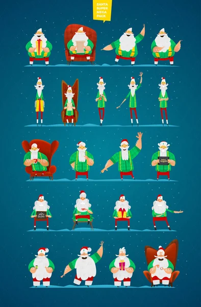 Papai Noel conjunto de caracteres —  Vetores de Stock