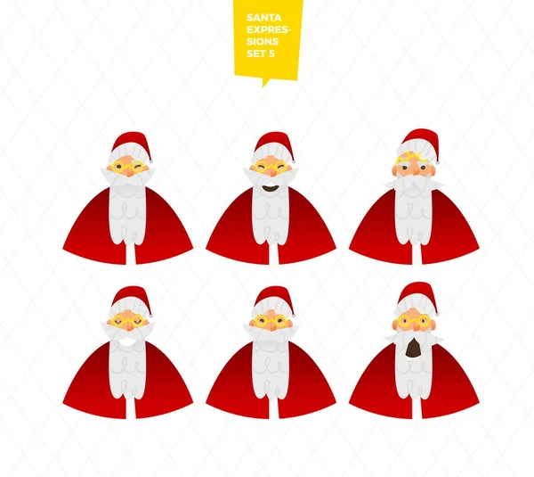 Père Noël personnages émotions ensemble — Image vectorielle