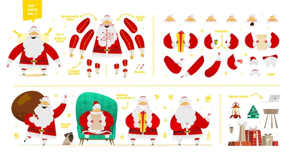 Set di personaggi Babbo Natale per animazione — Vettoriale Stock