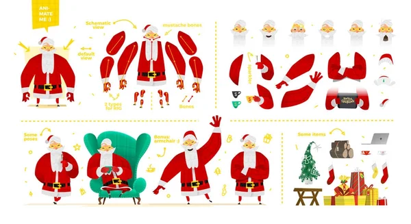 Set di personaggi Babbo Natale per animazione — Vettoriale Stock