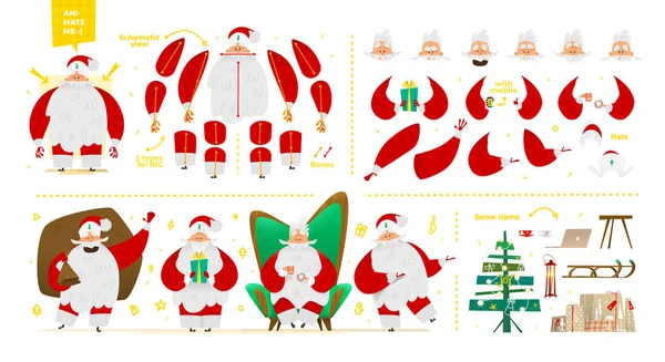 Set di personaggi Babbo Natale per animazione — Vettoriale Stock