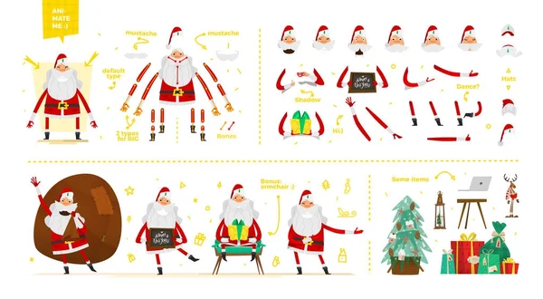Papai Noel conjunto de personagens para animação —  Vetores de Stock