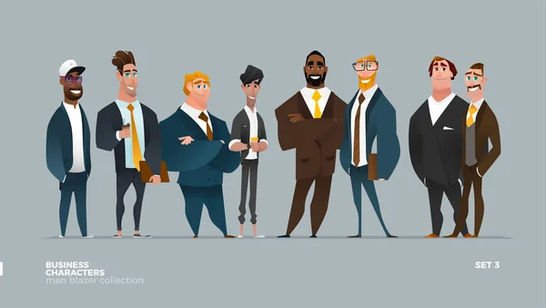 Collection d'hommes d'affaires en vêtements d'affaires décontractés modernes — Image vectorielle