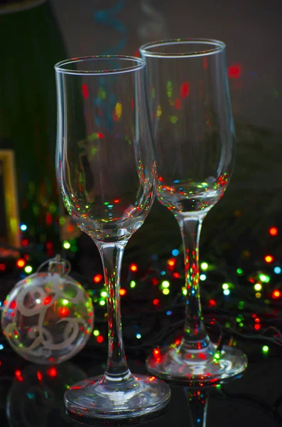 Copos de champanhe de vidro vazios — Fotografia de Stock