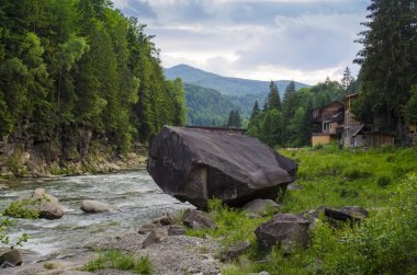 dağ nehir Su kayaları boyunca hızlı bir akış ile