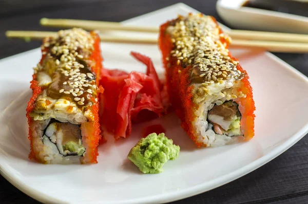 sushi california shrimp and salmon