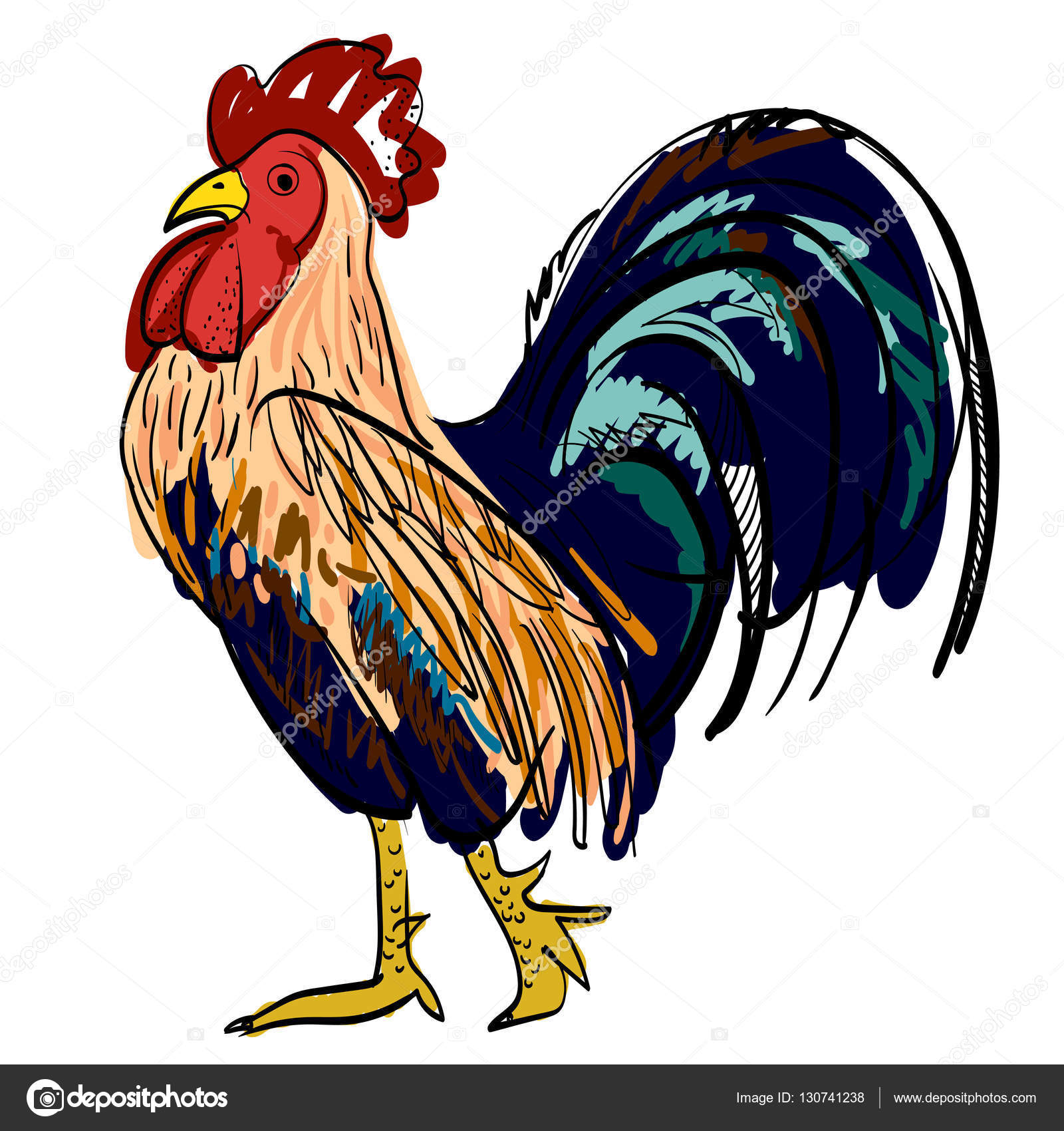 Hahn Zeichnung / Hahn Von Rechts Ausmalbild & Malvorlage (Tiere)