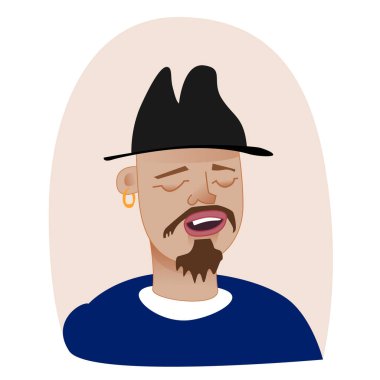 şarkı söyleyen adam sakallı şapkalı