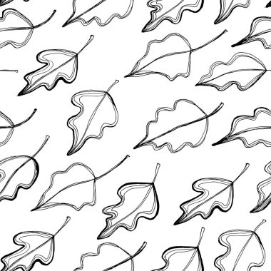 siyah ve beyaz kavak düşen yapraklar desen