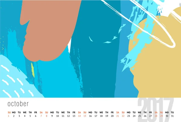 Календарь векторного шаблона 2017 года — стоковое фото