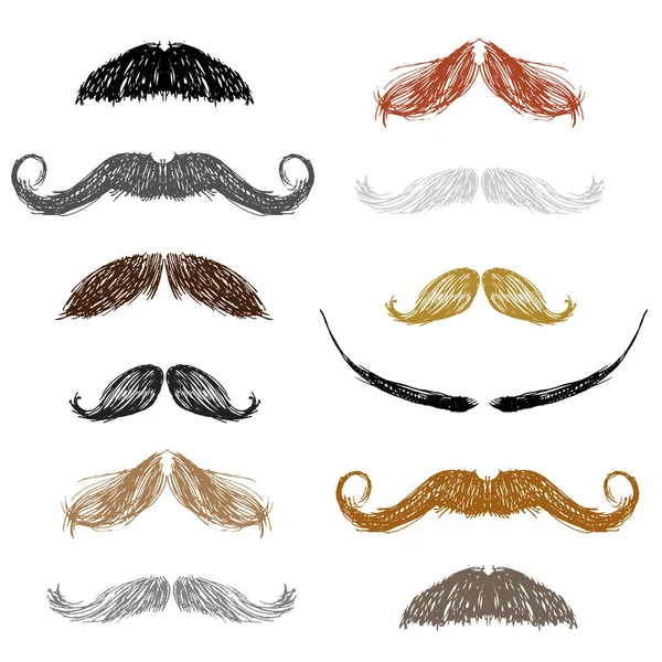 Mustache hand drawn barber shop collection isolated