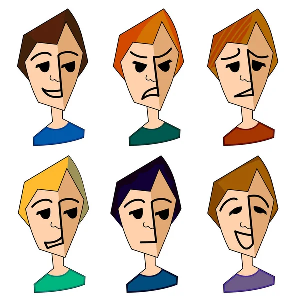 Jovem em seis diferentes expressões faciais coleção — Fotografia de Stock