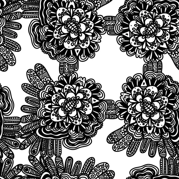 Vector seamless hand-drawn pattern with ethnic elements
