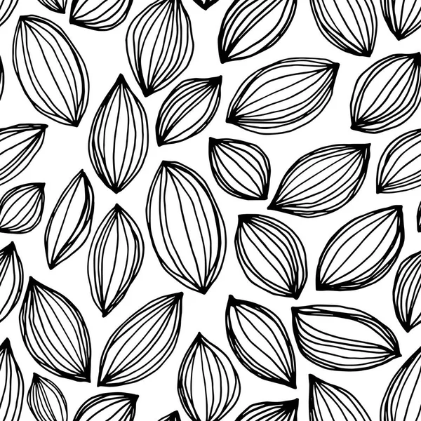 Black and white seeds hand drawn pattern.