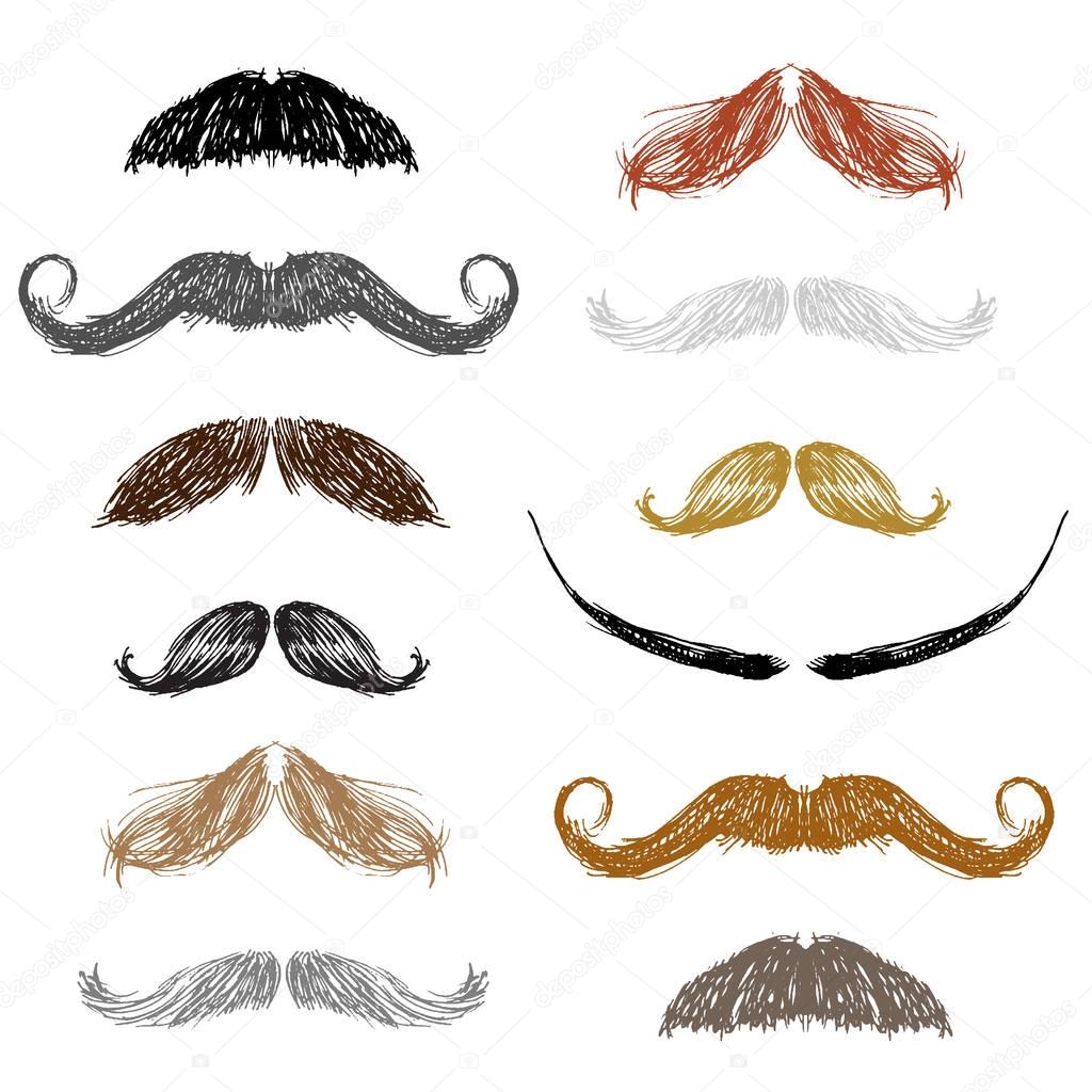 Mustache hand drawn barber shop collection isolated