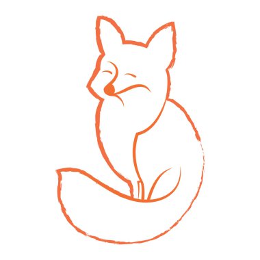 Beyaz zemin üzerinde bir tilki tasarımının vektör doğrusal görüntüsü, Vahşi Hayvanlar