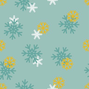Vektör sorunsuz kış desen arka plan renk arka plan üzerinde kar taneleri ile. Tekstil, ortak, scrapbooking, ambalaj, web ve baskı tasarımı için kullanılabilir