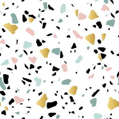 Granit taş terrazzo zemin dokusu. Kusursuz desen, italyan dokusu tasarım vektör çizimi.