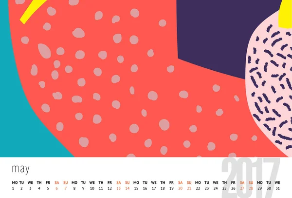 Векторный Календарь 2017 Месяц Рисунки Каракулей Неделя Начинается Воскресенье Календарь — стоковый вектор