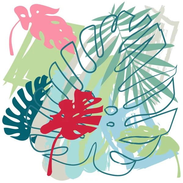 Kreativní Univerzální Květinové Pozadí Tropickém Stylu Ručně Kreslené Textury Tropické — Stockový vektor