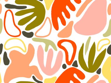 Parlak yaz pozitif renklerinde kusursuz soyut karalama arkaplan deseni. Rastgele düzenlenmiş noktalar, noktalar ve çizgiler ile elle çizilmiş soyut desen. Kalem ve boya dokusu.