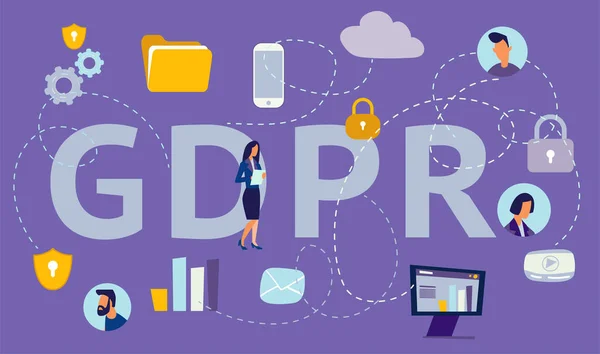 Gdpr 그림입니다 데이터 보호의 아이디어 — 스톡 벡터