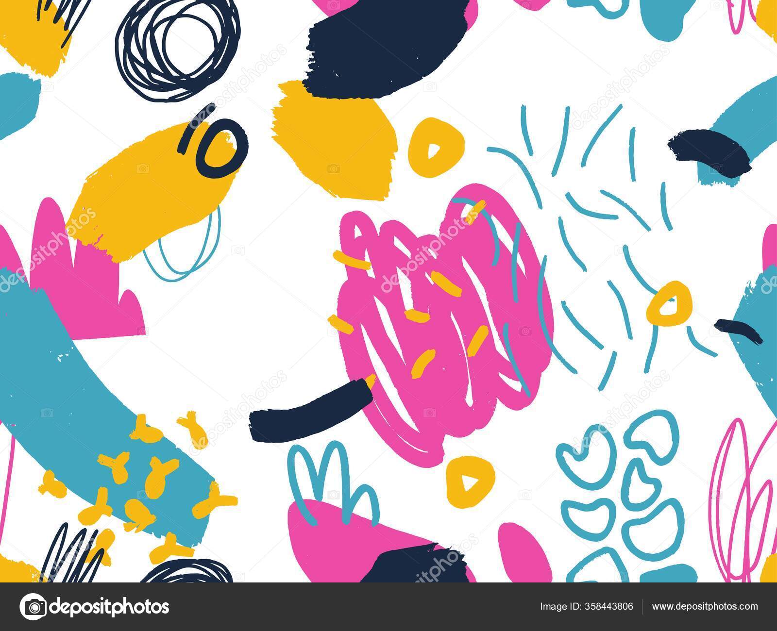 Seamless Abstract Doodle Background Pattern Bright Summer Positive ...