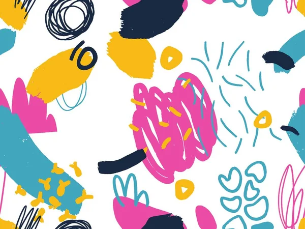 Modèle Abstrait Sans Couture Fond Doodle Dans Des Couleurs Positives — Image vectorielle