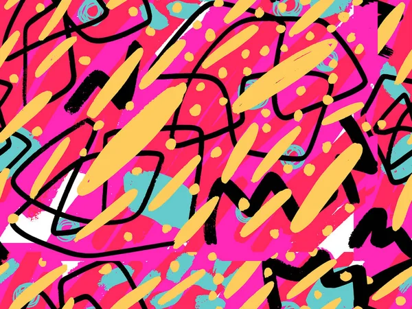 Απρόσκοπτη Αφηρημένη Σχέδιο Doodle Φόντο Φωτεινά Καλοκαιρινά Θετικά Χρώματα Χειροποίητο — Διανυσματικό Αρχείο