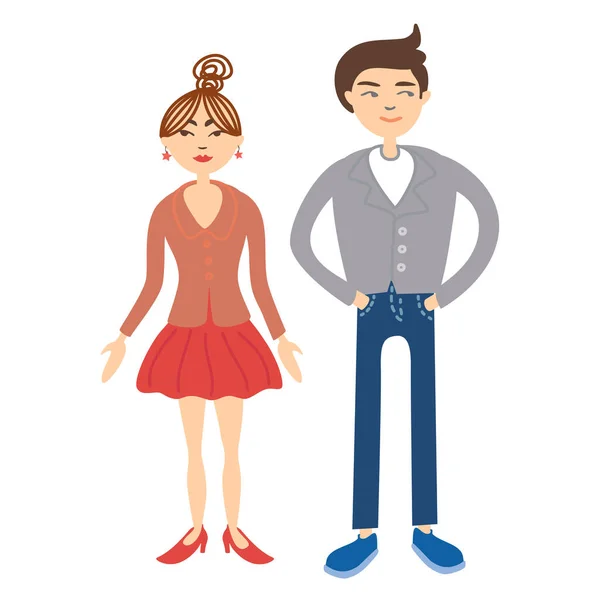 Couples Vector Illustration Set People Cartoon Funny Characters Fashion People — Stock Vector