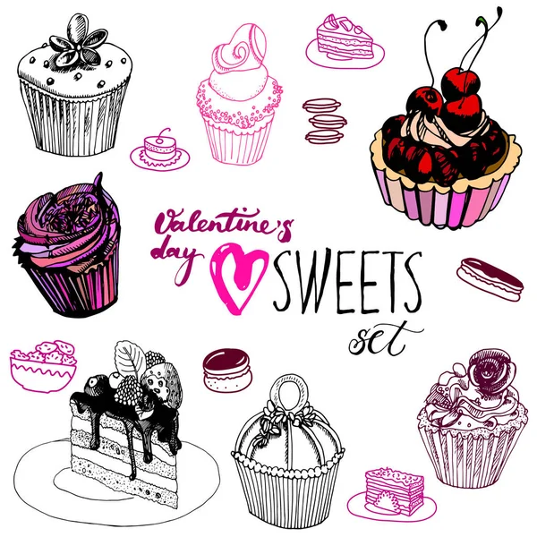Valentines day sweets set — Stock Vector