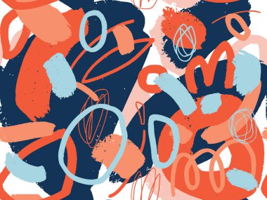 Renkli çeşitli yuvarlak şekillerden oluşan modern tarz soyutlaması. Vektör illüstrasyonu.