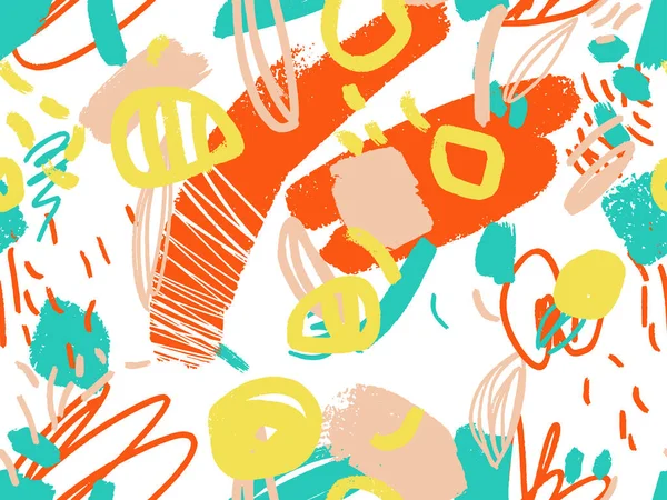 Modèle Abstrait Sans Couture Fond Doodle Dans Des Couleurs Positives — Image vectorielle