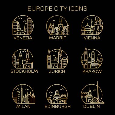 Europe şehir Icon set