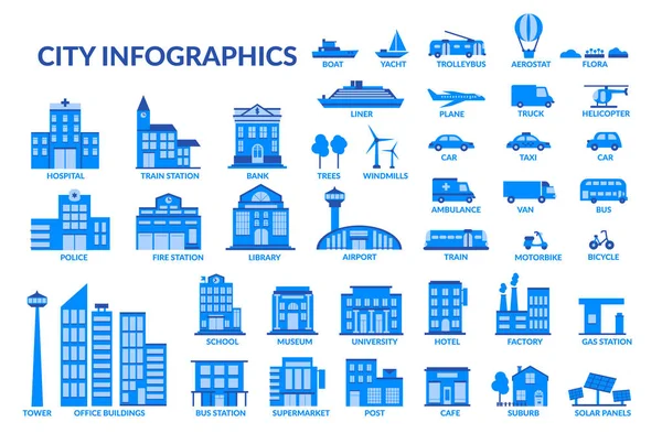 Stadt Infografik Icon Set — Stockvektor