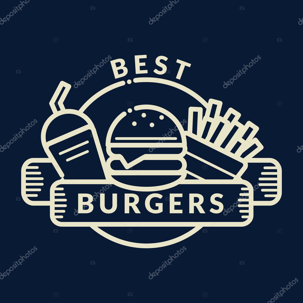 Burger badge, label, logo, icons design template. Vector illustration