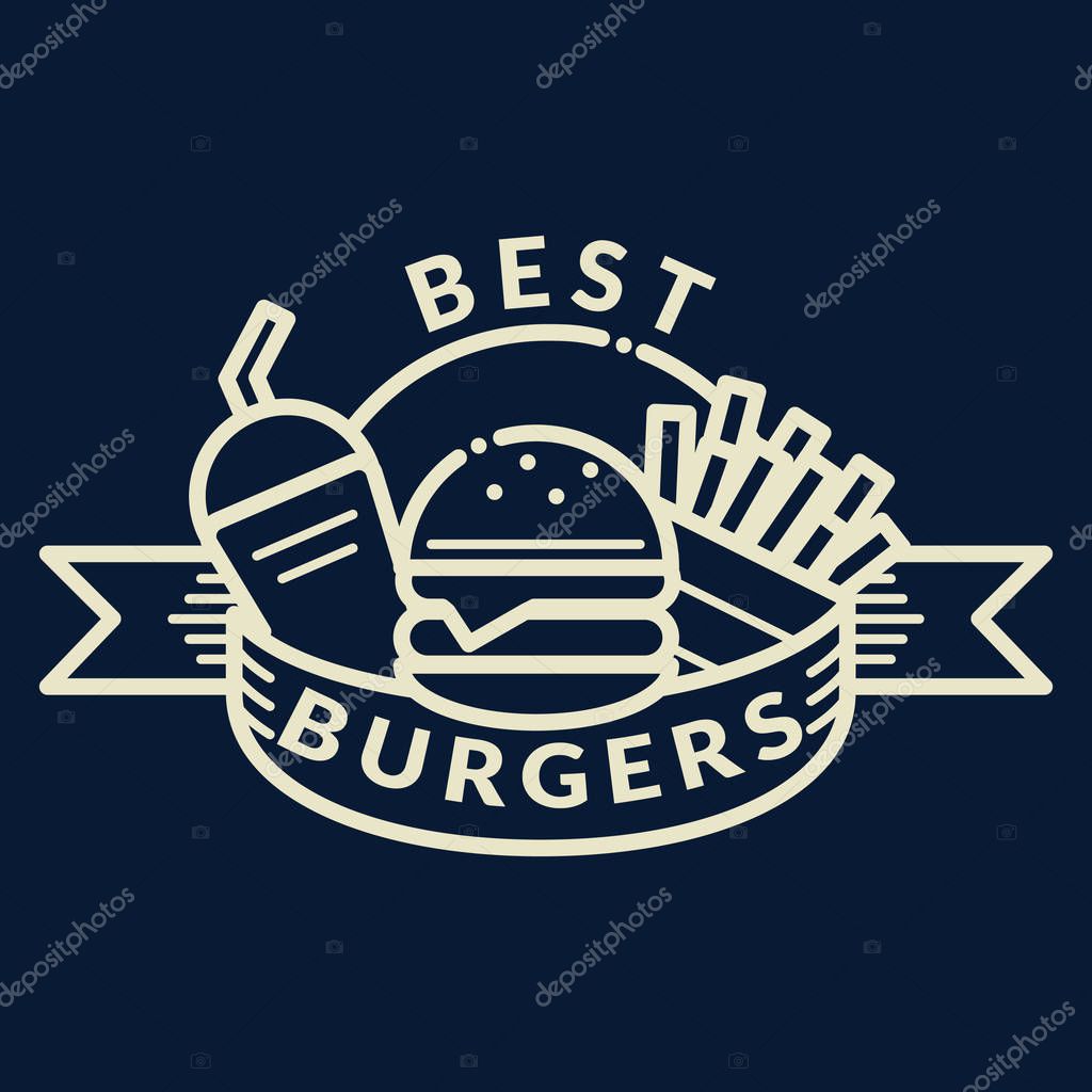 Burger badge, label, logo, icons design template. Vector illustration
