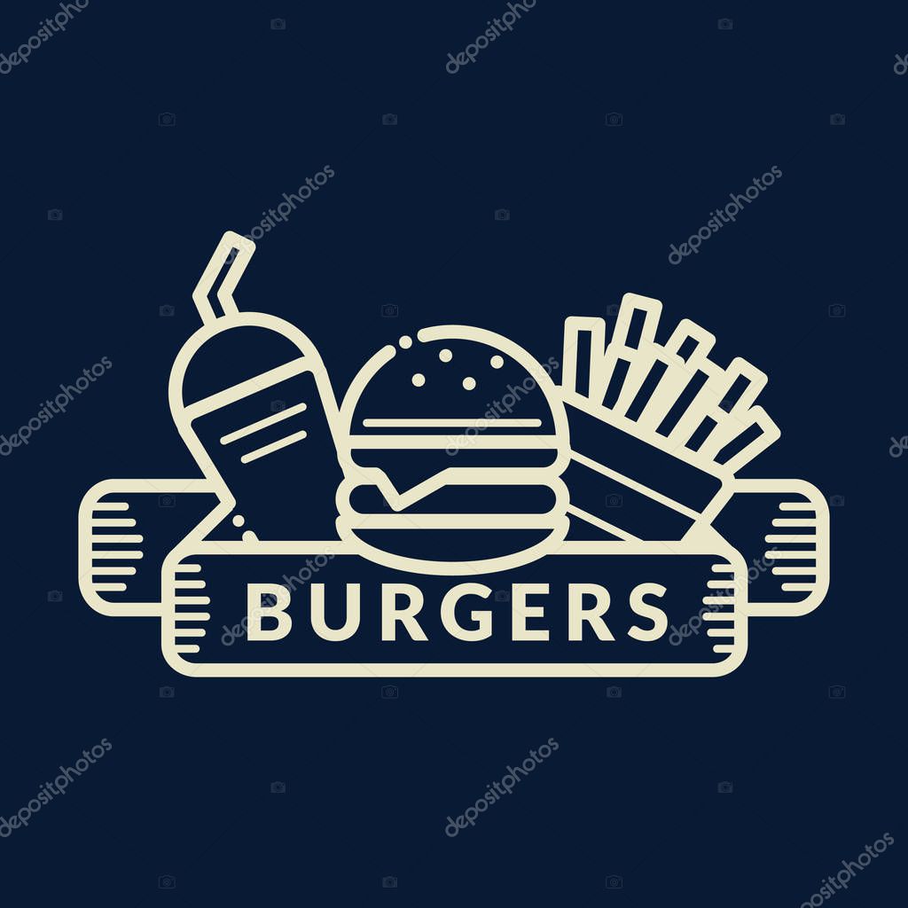 Burger badge, label, logo, icons design template. Vector illustration