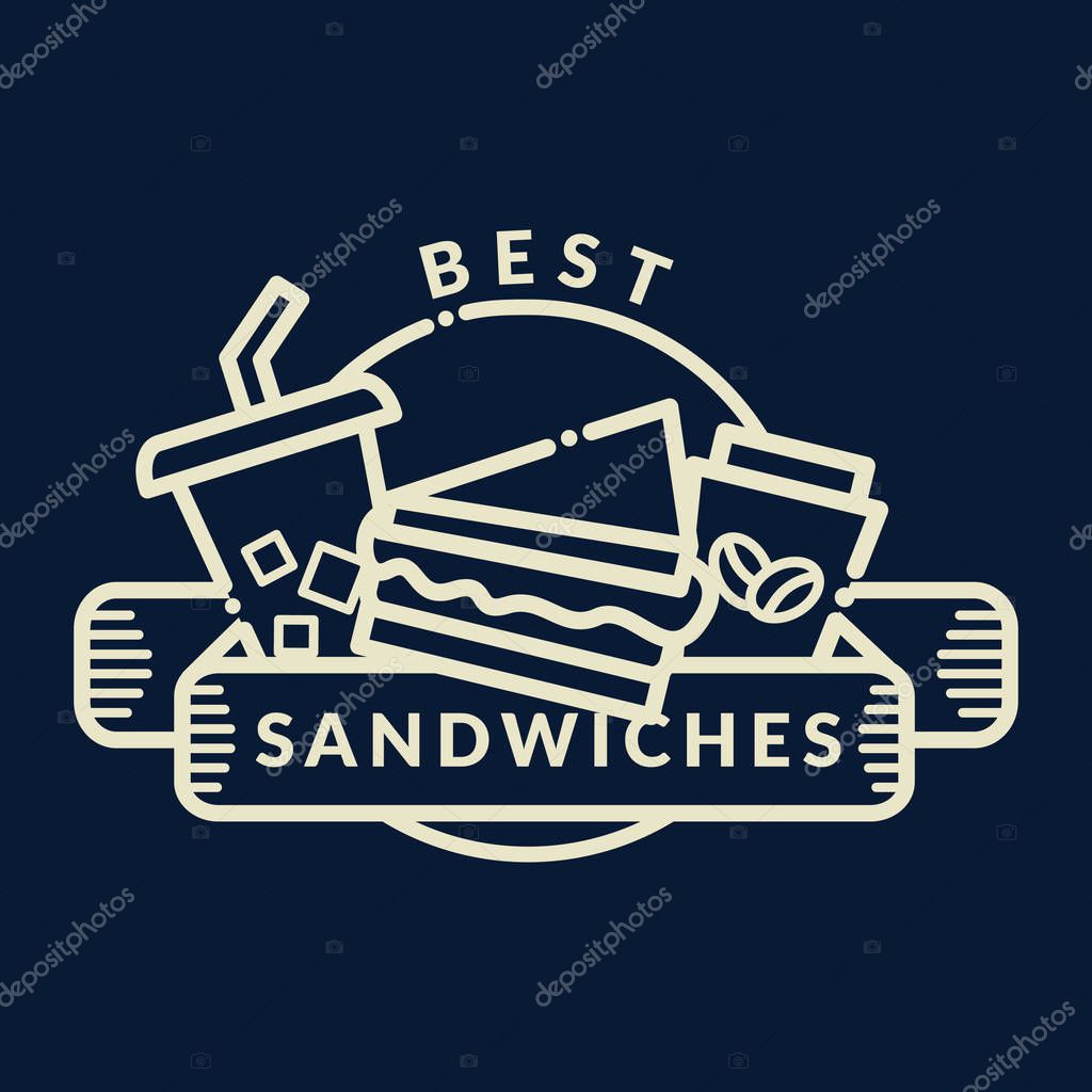 Sandwich badge, label, logo, icons design template. Vector illustration