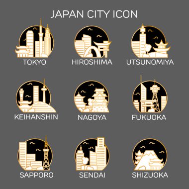 Japonya şehirler simgeler