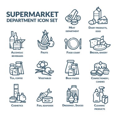 Süpermarket bölümü Icon set