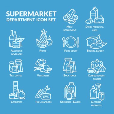 Süpermarket bölümü Icon set