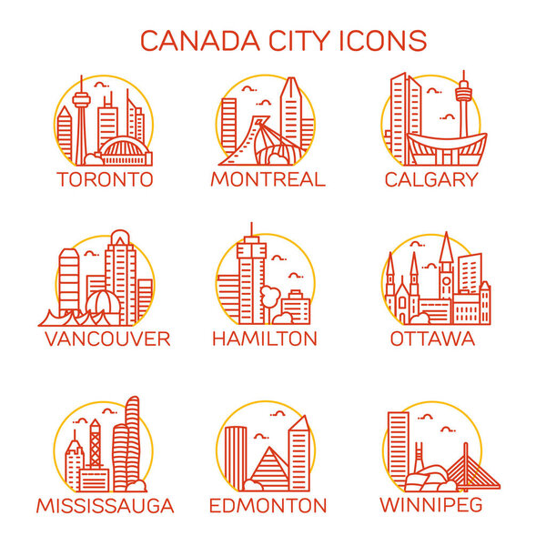 Canada cities icon set
